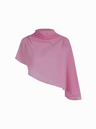 Satin High Neck Cape Sleeve Maxi Dress
