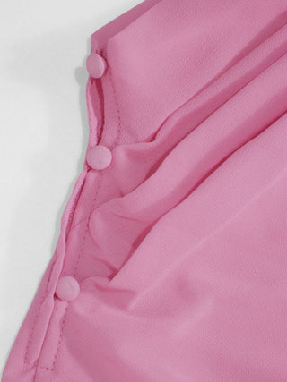 Satin High Neck Cape Sleeve Maxi Dress