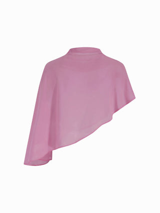 Satin High Neck Cape Sleeve Maxi Dress
