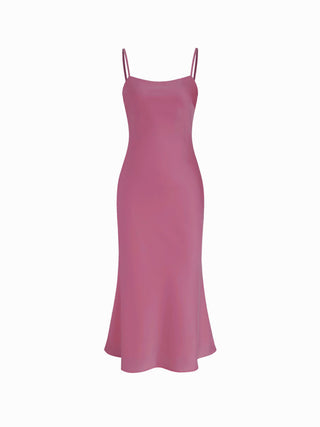 Satin High Neck Cape Sleeve Maxi Dress