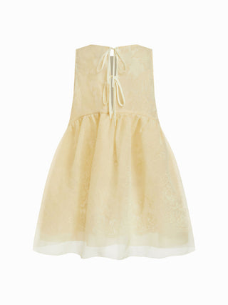 Jacquard Lace Ruched Oversized Babydoll Mini Dress