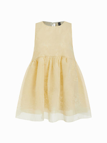 Jacquard Lace Ruched Oversized Babydoll Mini Dress