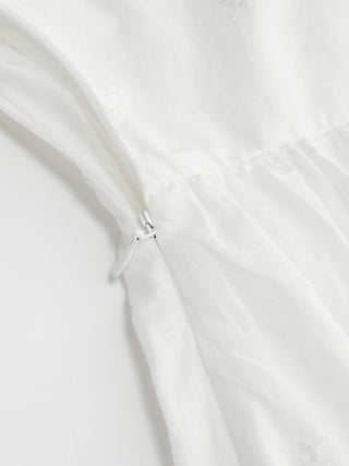 Cotton Broderie Anglaise Sweetheart Puff Sleeve Lace Up Maxi Dress