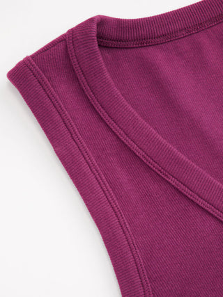 Cotton-blend Ribbed V-neck High Stretch Tank Top
