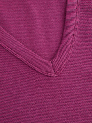Cotton-blend Ribbed V-neck High Stretch Tank Top