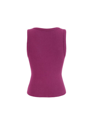 Cotton-blend Ribbed V-neck High Stretch Tank Top