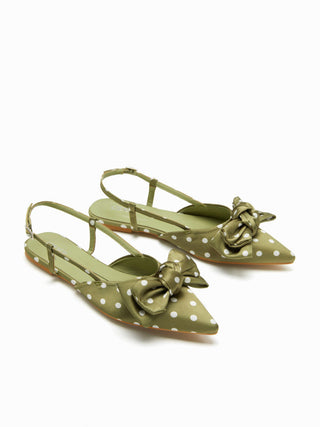 POLKA DOT BOWKNOT SLINGBACK FLATS