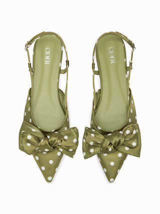 POLKA DOT BOWKNOT SLINGBACK FLATS