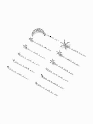12PCS RHINESTONE & MOON & STAR HAIR CLIP SET