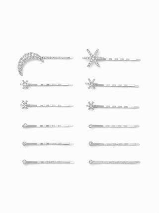 12PCS RHINESTONE & MOON & STAR HAIR CLIP SET