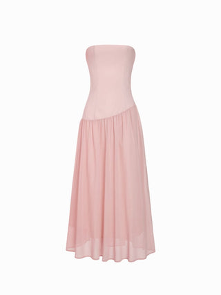 Bandeau Poncho Top Flowy Lace Up Maxi Dress