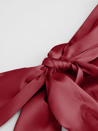 Satin Halter Neck Twist Knotted A-line Maxi Dress