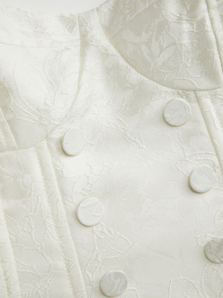 Jacquard Sweetheart Neck Button Detail Corset Crop Cami Blouse
