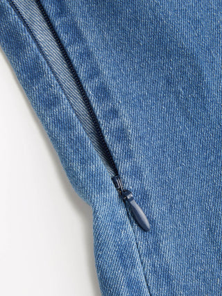 Stretch Washed Denim Collar Shirt Mini Dress