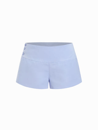 Satin Low Rise Button Micro Shorts
