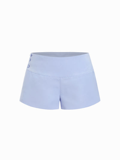 Satin Low Rise Button Micro Shorts