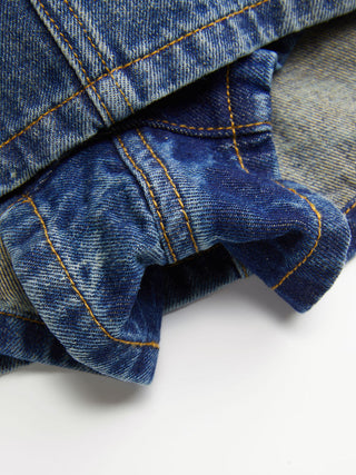 Washed Denim Low Rise A-Line Mini Skort
