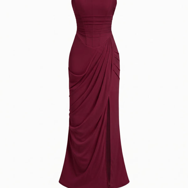 Mesh Bandeau Lace up Bodycon Maxi Dress