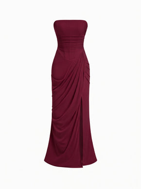 Mesh Bandeau Lace up Bodycon Maxi Dress