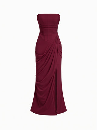 Mesh Bandeau Lace up Bodycon Maxi Dress