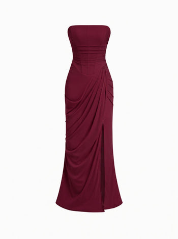 Mesh Bandeau Lace up Bodycon Maxi Dress