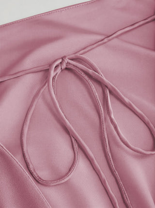 Satin Boat Neck Bell Sleeve Backless Mini Dress