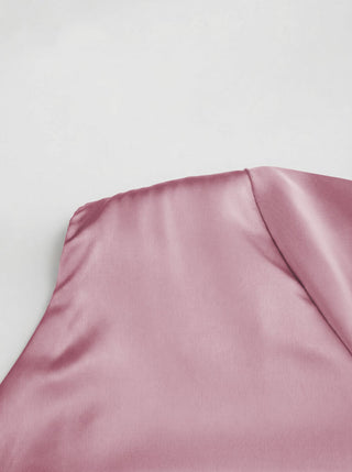 Satin Boat Neck Bell Sleeve Backless Mini Dress