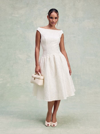 Jacquard Floral Embroidery Sleeveless Corset Midi Dress