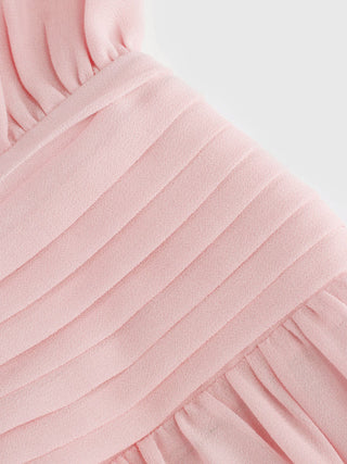 Chiffon Halter Neckline Backless A-Lined Maxi Dress