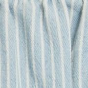 Denim Striped Washed Short Puff Sleeve Drawstring Oversized Blouse