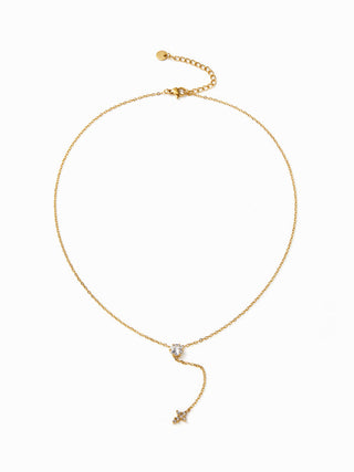 CROSS & RHINESTONE STAINLESS STEEL NECKLACE