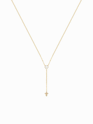 CROSS & RHINESTONE STAINLESS STEEL NECKLACE