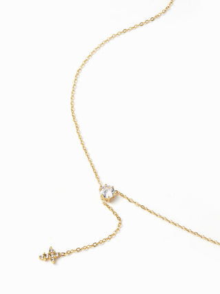 CROSS & RHINESTONE STAINLESS STEEL NECKLACE