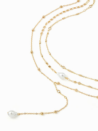 FAUX PEARL PENDANT LAYERED NECKLACE