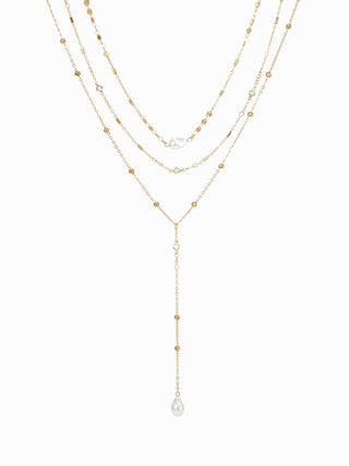 FAUX PEARL PENDANT LAYERED NECKLACE