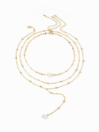 FAUX PEARL PENDANT LAYERED NECKLACE
