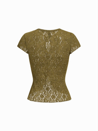 Pointelle Textured Button Through Cut Out Top