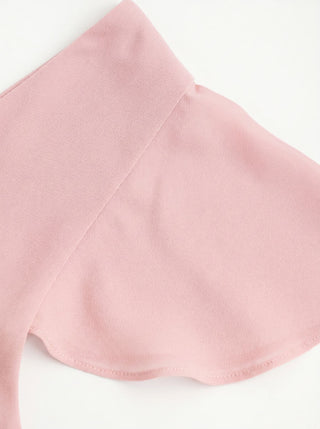 Chiffon Scoop Neck Ruffle Sleeve Pleated A-line Mini Dress