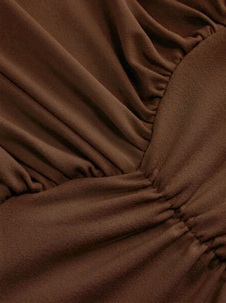 Draped Ruched Round Neckline Sleeveless Top