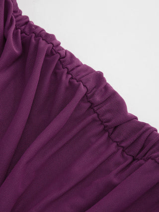 Mesh Draped Ruched Knotted Mini Dress