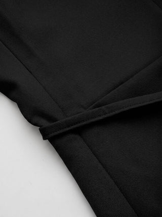 Square Neck Metal Detail Split Straight Midi Dress With Belt