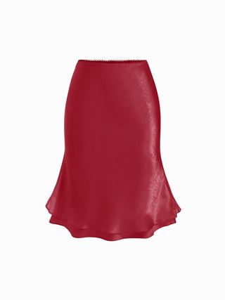 Satin Low Rise Mermaid Midi Skirt
