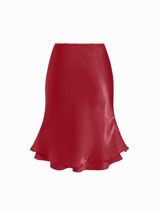 Satin Low Rise Mermaid Midi Skirt