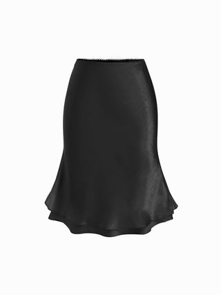 Satin Low Rise Mermaid Midi Skirt
