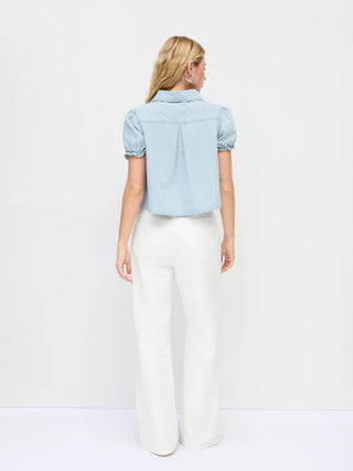 Denim High Rise Braided Detail Wide Leg Jeans With Belt