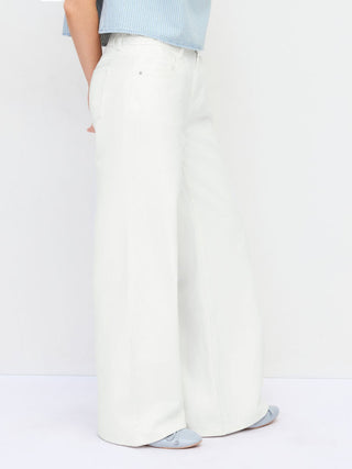 Denim High Rise Braided Detail Wide Leg Jeans With Belt
