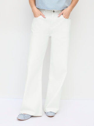 Denim High Rise Braided Detail Wide Leg Jeans With Belt