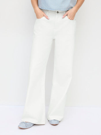 Denim High Rise Braided Detail Wide Leg Jeans With Belt