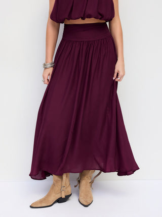 Chiffon Bubble Hem Crop Cami Top & Mid Rise Maxi Skirt Set