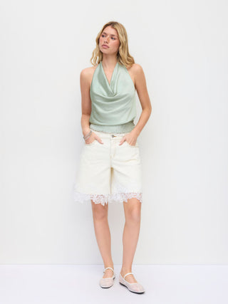Satin Lace Halter Top